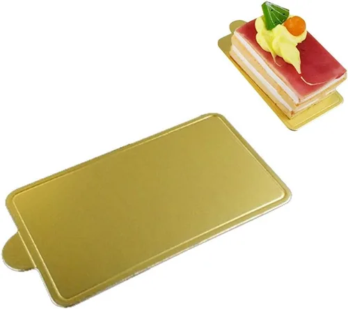 Miniatura 8 de Paquete de 100 mini tablas de base de pastel, juego de cartón redondo y cuadrado para pastel de mousse dorado, ideal para bufé de postres, bodas