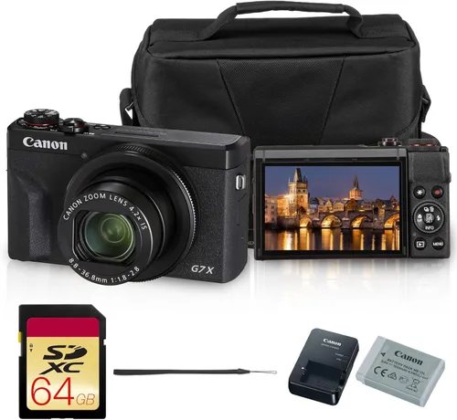 Canon PowerShot - Paquete de cámara digital G7 X Mark III | Sensor de 20.1 MP de 1 pulgada, zoom óptico 4.2X, video UHD 4K, Wi-Fi y Bluetooth,