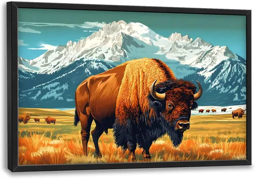 Miniatura 40 de Cuadros Grandes Enmarcados Arte de Pared para Sala de Estar, Lobos del Bosque Decoración de Pared de Gran Tamaño Lobo Animal Impresión en Lienzo