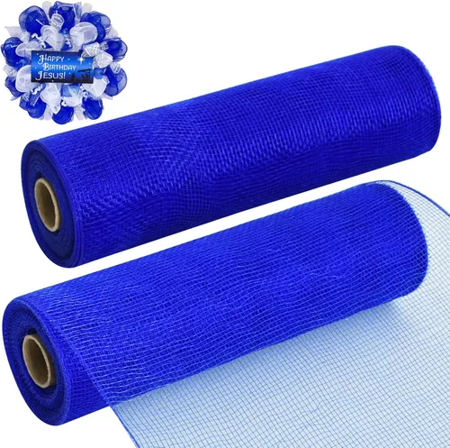 Miniatura 13 de TONIFUL 2 rollos de cinta de malla decorativa roja de 10 pulgadas, malla de tela para suministros de corona de malla, corona de puerta delantera