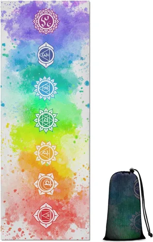 Miniatura 19 de Toalla para esterilla de yoga con bolsillos en las esquinas, toallas de yoga de microfibra para yoga caliente, antideslizantes, absorben la humedad