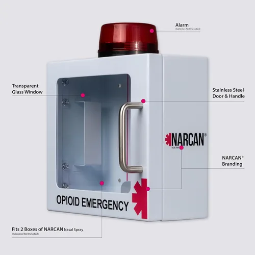 Miniatura 6 de NARCAN Kit de unidad de pared con rociador nasal, incluye armario de pared con alarma, señalización de camino, póster de instrucciones de uso