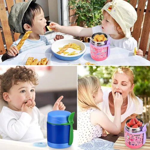Miniatura 7 de Termo de sopa de 10 onzas para comida caliente para niños, tarro de comida aislado, contenedor térmico de almuerzo de comida caliente, caja de Azul