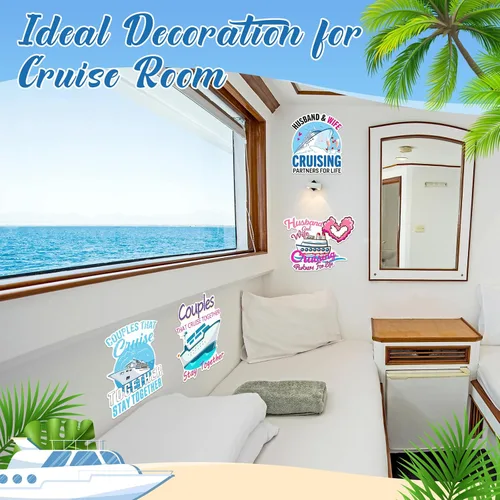 Miniatura 3 de Hoteam 4 piezas decoraciones magnéticas para puerta de crucero para parejas, imanes náuticos divertidos y resistentes al agua para marido y esposa