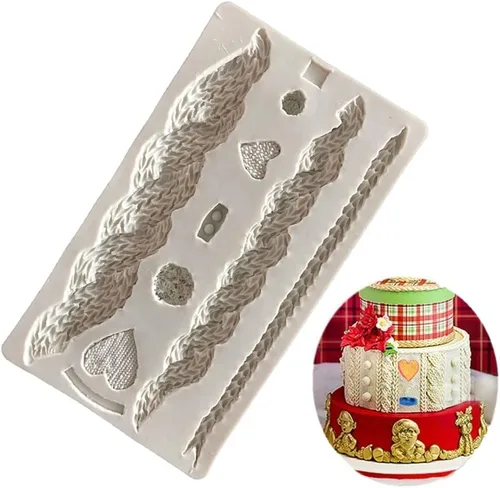Molde de fondant de silicona para hacer punto para pasta de goma de mascar glaseado pastel cupcakes Topper arcilla polimérica decoración Tejer A