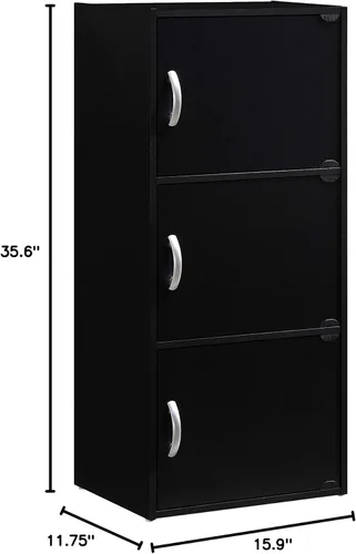 Miniatura 3 de HODEDAH IMPORT Estantería Librero de 3 Estantes, Negro