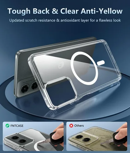 Miniatura 5 de FNTCASE Funda para Motorola Moto G-5G-2024: Funda transparente magnética de protección contra caídas de alto grado, funda antiamarillamiento