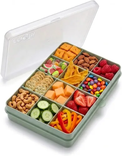 Miniatura 12 de melii Snackle Box Contenedor de aperitivos de 12 compartimentos con separadores extraíbles, almacenamiento de alimentos sin BPA para viajes