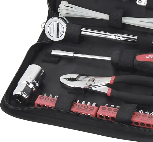 Miniatura 12 de Apollo Tools DT9774 - Juego de 56 herramientas compactas SAE en estuche con cremallera, juego de herramientas mecánicas pequeñas para emergencias