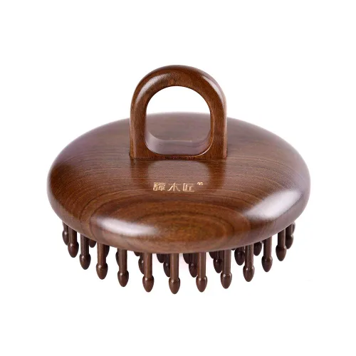 TAN MUJIANG Peine de madera hecho a mano, diseño de anillo, masaje del cuero cabelludo, cuidado nutritivo del cabello 3.35 × 1.69 pulgadas