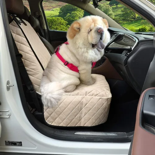 Miniatura 2 de Fundas de asiento de automóvil para perros, 100% impermeables, protector de asiento de automóvil para mascotas, asiento delantero, a prueba de Crema