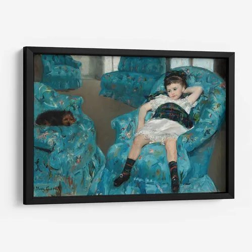 Miniatura 7 de Canvas Lab Little Girl in a Blue Armchair by Mary Cassatt 11 x 7 in Fine Art Framed Print, Frame Color: Black, With Mat Classical art