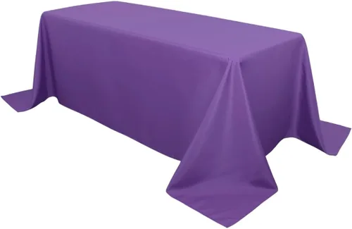 Your Chair Covers - Mantel rectangular de poliéster de 90 x 132 pulgadas, color morado, mantel de boda sin costuras de alta calidad para mesas