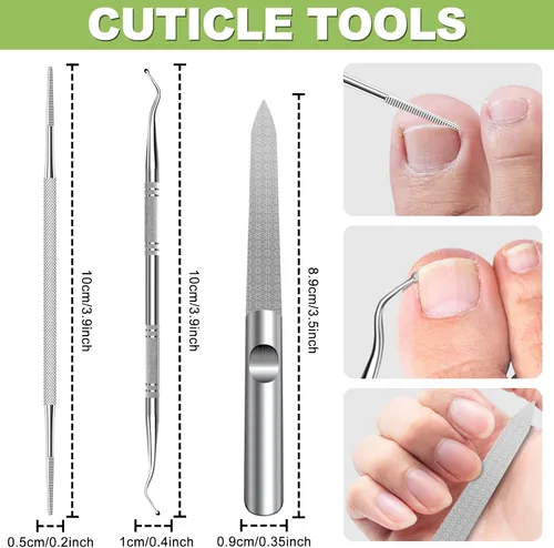 Miniatura 7 de Cortaúñas resistentes para uñas gruesas, 5 piezas con estuche de cuero Toe Nail Clippers for Thick Nails for Seniors Long Handled Nail clippers