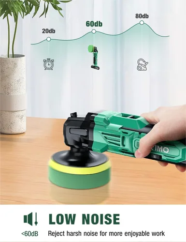 Miniatura 6 de KIMO Kit de Pulidora Inalámbrica para Coche 20V, Kit de Pulido de 25 Piezas, 6 Velocidades hasta 6000RPM / 2*Baterías de 2000mAh Pulidoras