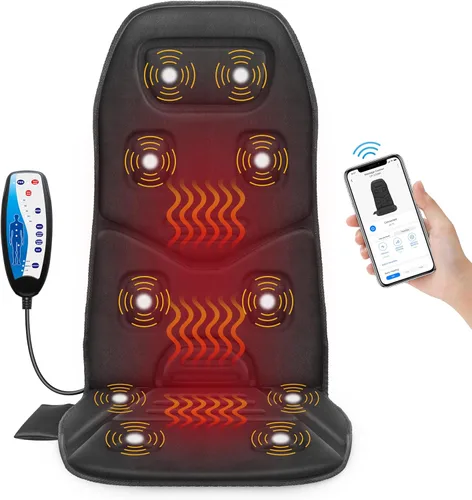 Miniatura 13 de COMFIER - Masajeador de espalda con calor, cojín de masaje para silla con 10 motores de vibración, soporte lumbar ajustable, masajeador de silla