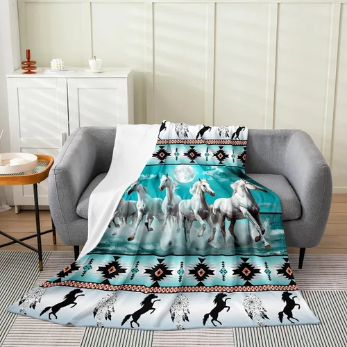 Manta azteca con diseño tribal africano, con diseño de animales de granja, manta mullida con diseño de animales de granja y atrapasueños de tribu