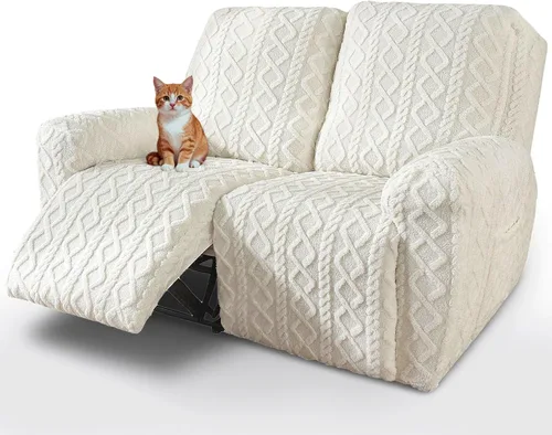 Miniatura 10 de vctops Verde Navideño 4 Piezas Fundas para Sillón Reclinable de Felpa Jacquard Geométrica Suaves Peludas Mullidas Funda para Sofá y Sillón