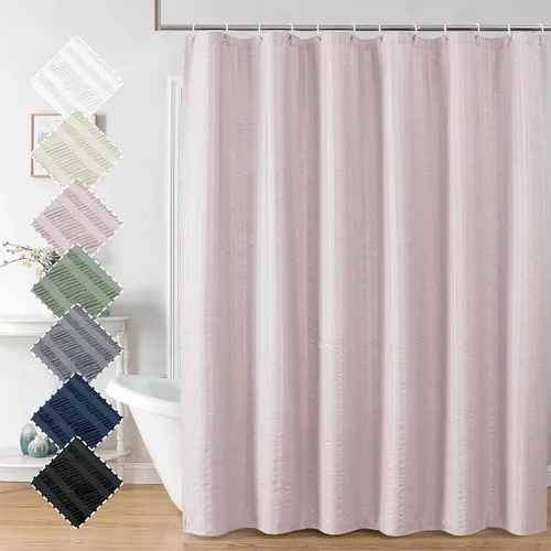 Miniatura 72 de Aiyufeng Moga - Cortina de ducha verde salvia, cortinas de ducha texturizadas en relieve 3D para baño, cortina de baño de tela de poliéster de lujo