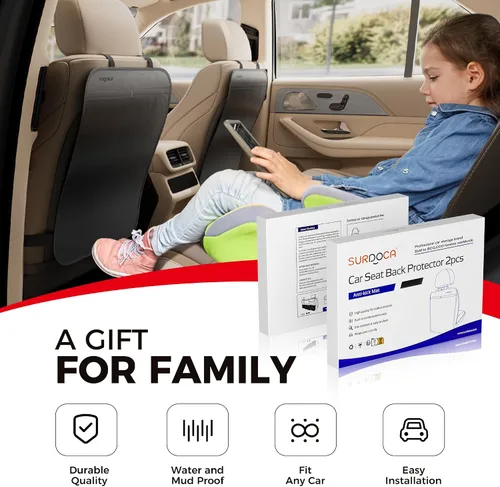 Miniatura 2 de SURDOCA - Protector de asiento trasero con alfombrillas para niños, funda de cuero para el asiento trasero del coche para niños, ofrece protección