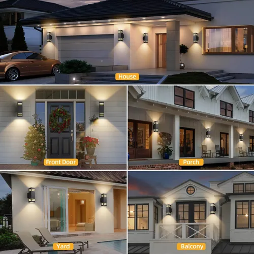 Miniatura 7 de Iluminación Exterior de Anochecer a Amanecer Paquete de 2, Luces de Pared Exteriores Modernas Negras Accesorios de Iluminación Exterior Montaje