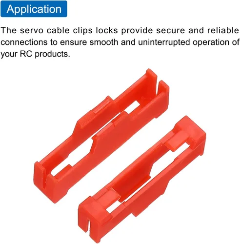 Miniatura 4 de MECCANIXITY 50 clips de cable servo, extensión de servo ABS, soporte de fijación de hebilla de cable de seguridad para avión a control remoto, Rojo