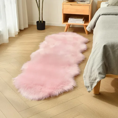 Miniatura 28 de duduta - Alfombra de pelo de oveja sintética verde esmeralda de 2 x 3 pies, alfombra esponjosa lavable para cabecera de cama pequeña, dormitorio