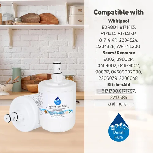 Miniatura 9 de Paquete de 4 filtros de agua de repuesto para refrigerador Whirlpool ED25UEXHW00, compatible con Whirlpool 8171413, 8171414 cartucho de filtro
