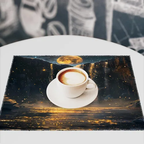 Miniatura 7 de Moon Waterfall Placemats Set of 6 Resistant Table Mats Washable Place Mats for Dinner Party Table Decoration