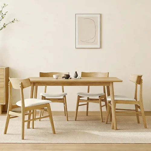 Miniatura 22 de KISLOT Rattan Dining Chairs Set of 4, Upholstered Modern Dining Room Chairs, Mid Century Oak Wood Kitchen Chairs with Rattan Backrest for Farmhouse