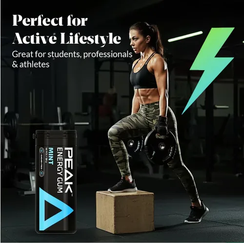Miniatura 6 de Peak Energy Gum Caffeinated Chewing Gum - Sugar Free With B Vitamins B3 B5 B6 B12 for Focus and Performance - Caffeinated Energy Boost - Natural