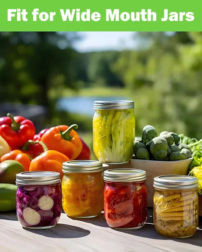 Miniatura 4 de Kit de fermentación para tarro Mason de boca ancha con 4 pesos de fermentación de vidrio, 4 tapas de fermentación, 4 esclusas de aire, 5 anillos