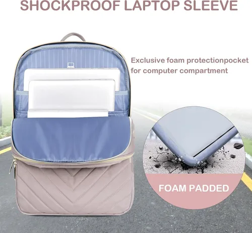 Miniatura 6 de VANKEAN Mochila para laptop de 17.3 pulgadas para mujer, bolsa de trabajo para laptop a la moda con puerto USB, mochilas impermeables, elegantes