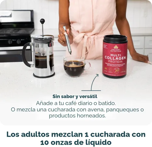 Miniatura 4 de Ancient Nutrition - Péptidos de colágeno en polvo, proteína multi-colágeno, para mujeres y hombres, con vitamina C, probióticos, colágeno