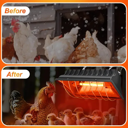 Miniatura 8 de Lámpara de calefacción de gallinero de 250 W, temperatura de calefacción ajustable y altura para colgar, con pantalla de aleación de aluminio