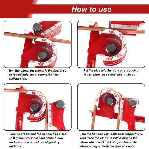 Miniatura 5 de Tnisesm Dobladora de tubos, herramientas manuales de flexión de tubos para 1/4 5/16 y 3/8 pulgadas de cobre de aluminio fino rojo