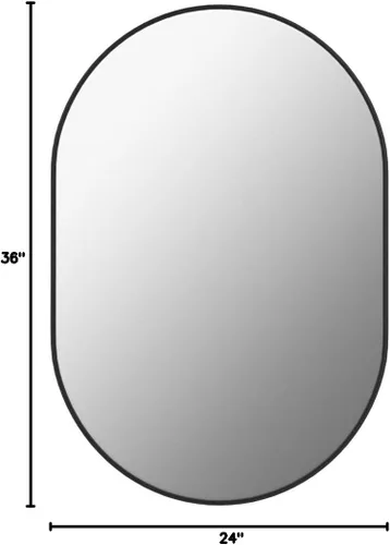 Miniatura 10 de Espejo ovalado de baño, espejo de tocador de pared con cápsula, espejo de píldora de 24 x 36 pulgadas, espejo grande y moderno con marco de metal