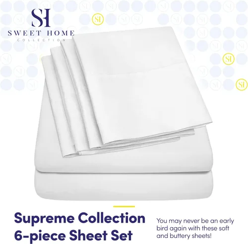 Miniatura 2 de Sábanas de cama tamaño completo – Juego de sábanas de 6 piezas 1500 Supreme Collection de microfibra cepillada fina con bolsillos profundos