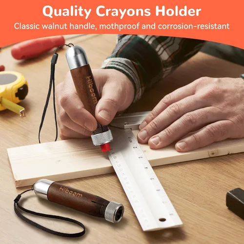 Miniatura 7 de Hiboom Paquete de 2 soportes para lápices de madera para crayones redondos o hexagonales de 1/2 pulgadas, soporte para lápices de madera