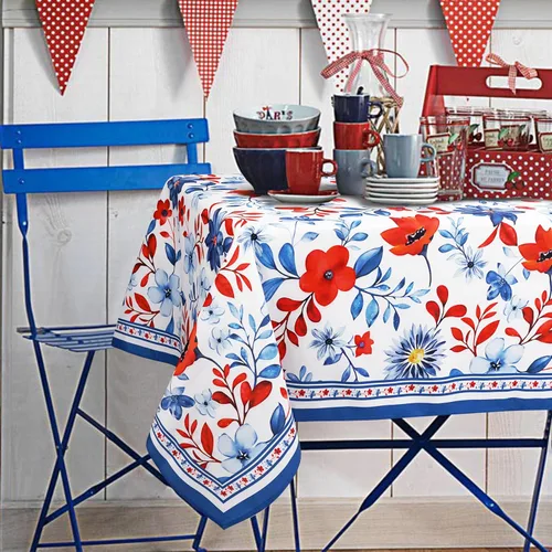 Miniatura 9 de Mantel de primavera y verano, mantel ovalado oblongo, de tela impermeable, diseño floral de pájaro verde, 54 x 72 pulgadas, para cocina, comedor