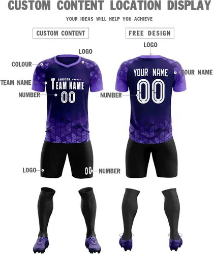 Miniatura 3 de Camiseta de fútbol personalizada, número de nombre, uniforme de entrenamiento de equipo deportivo, camisetas de fútbol personalizadas para hombres