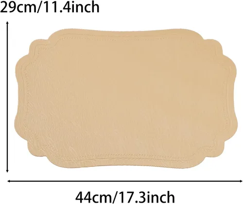 Miniatura 3 de XINYUN Juego de 6 manteles individuales dorados para mesa de comedor, de piel sintética, ligeros, lavables, antideslizantes, antideslizantes, Oro 1
