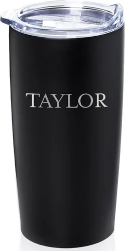 Miniatura 10 de Lifetime Creations Vaso de acero inoxidable personalizado grabado con nombre (blanco) - Vaso de metal personalizado, añade tu nombre, taza de viaje