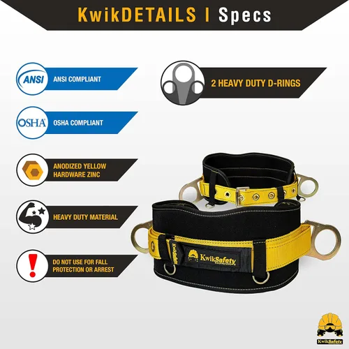 Miniatura 4 de KwikSafety - Charlotte, NC - Cinturón de seguridad BEAVER TAIL para posicionamiento Soporte acolchado Lineman Ironworker Combo de bolsa de pernos