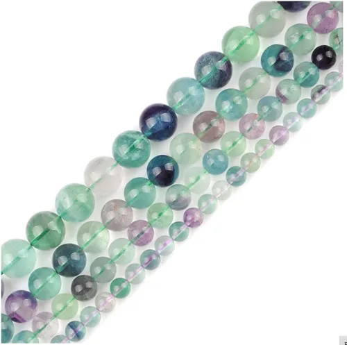 Miniatura 5 de Adabele - 2 hebras de piedras preciosas curativas de cristal de fluorita multicolor natural de 0.315 pulgadas (0.315 in), cuentas sueltas redondas