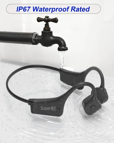 Miniatura 7 de Auriculares de Conducción Ósea YouthWhisper IP67 Impermeables Inalámbricos Bluetooth 5.2 con Auriculares de Silicona Suave para Negro