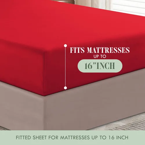 Miniatura 5 de Elegant Comfort - Lujoso juego de ropa de cama suave de 6 piezas estilo Microfibra, calidad prémium hotelera, 1500 hilos, resistente a arrugas y Rojo