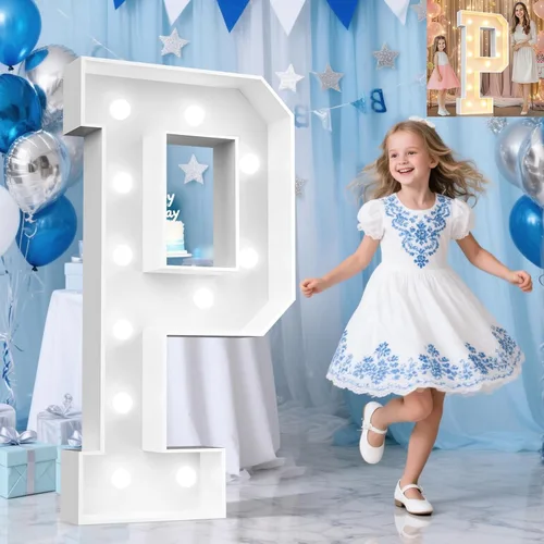 Miniatura 14 de Pooqla Letras de marquesina iluminadas de 3 pies, letras de marquesina con luz LED blanca fría y blanca cálida, letras de mosaico gigante para Letra