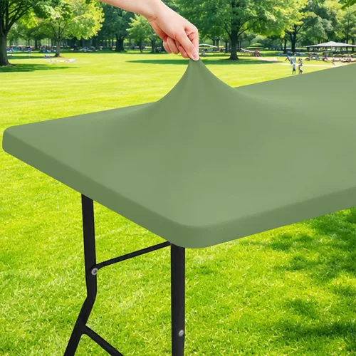 Miniatura 35 de Moosfor Mantel rectangular de elastano de 4 pies, manteles elásticos ajustables para pícnic, funda elástica y lavable para mesa de patio para Azul