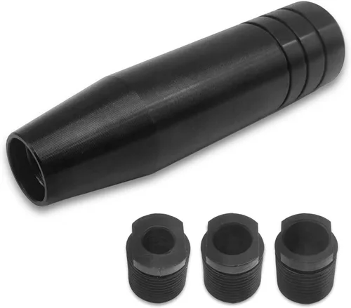 Paquete de 1 pomos de palanca de cambios de metal con 3 adaptadores, mango de palanca de cambios pesado de aleación de aluminio para automóvil, Negro